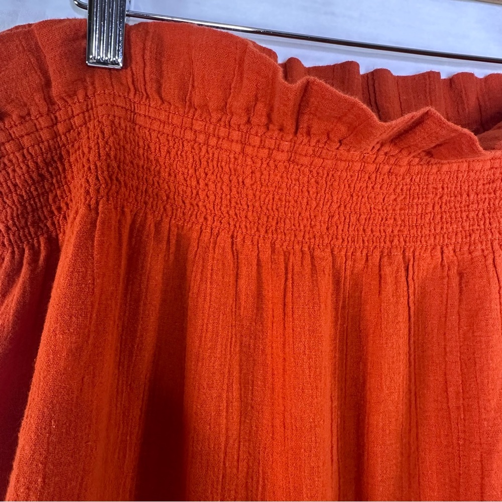 Free People Tiered Ruffle Midi Skirt - Burnt Orange Size L - Picture 3 of 7